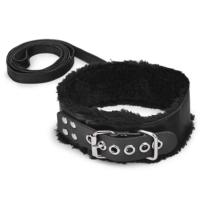 Plush Leather Collar &amp; Leash