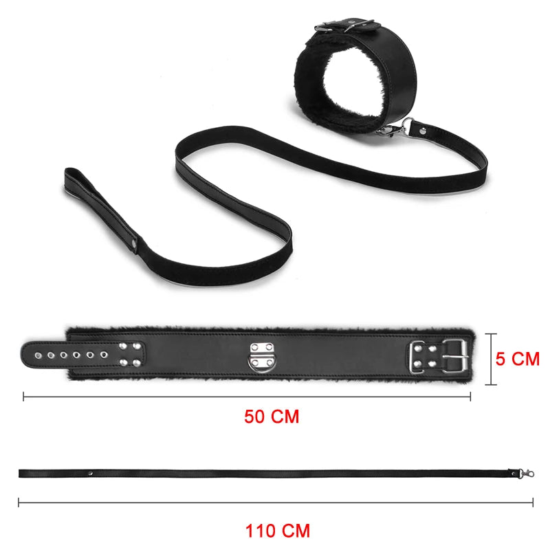 Plush Leather Collar &amp; Leash