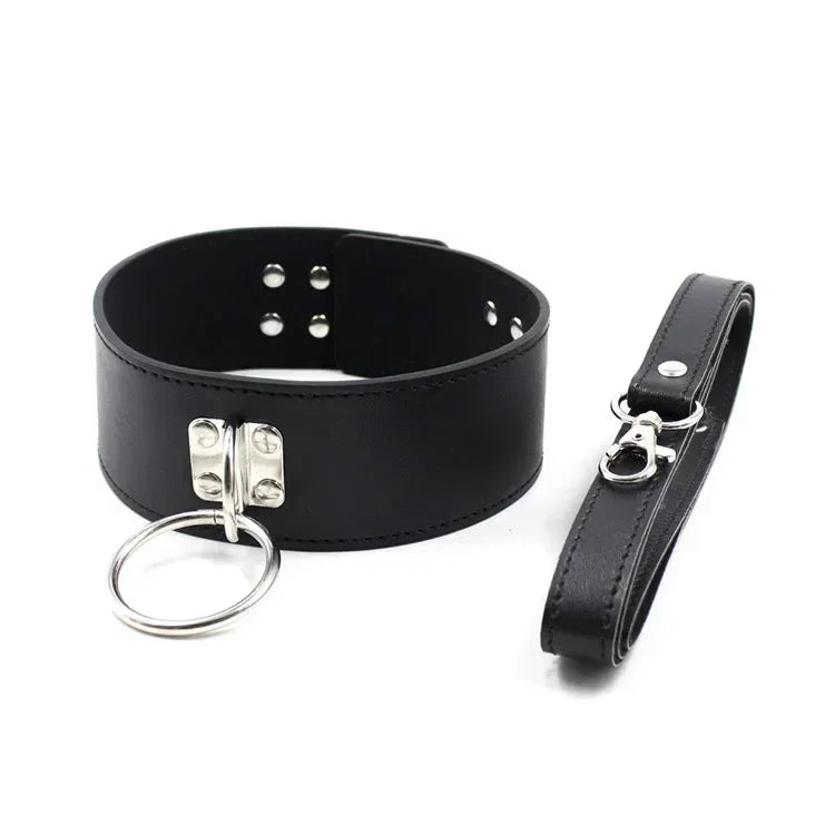 Leather Collar &amp; Chain Set