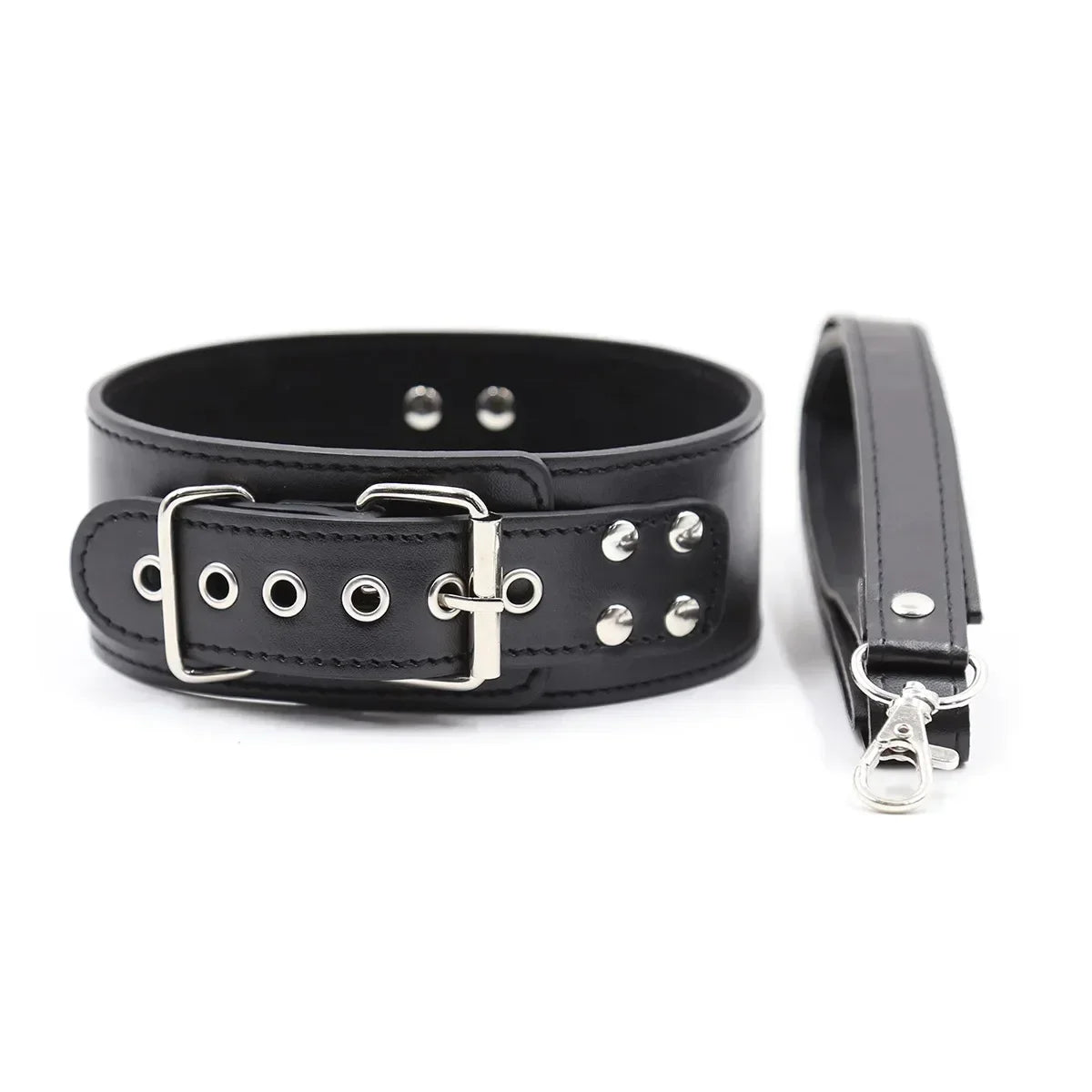 Leather Collar &amp; Chain Set