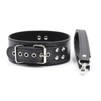 Leather Collar &amp; Chain Set